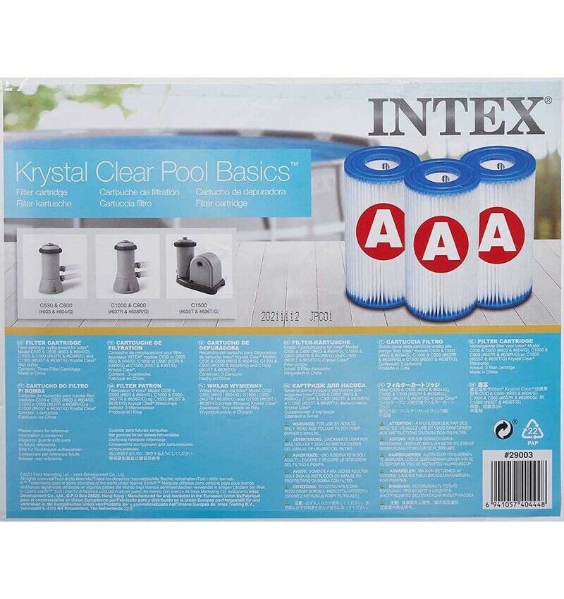 Pack of 3 Intex Type A Cartridges