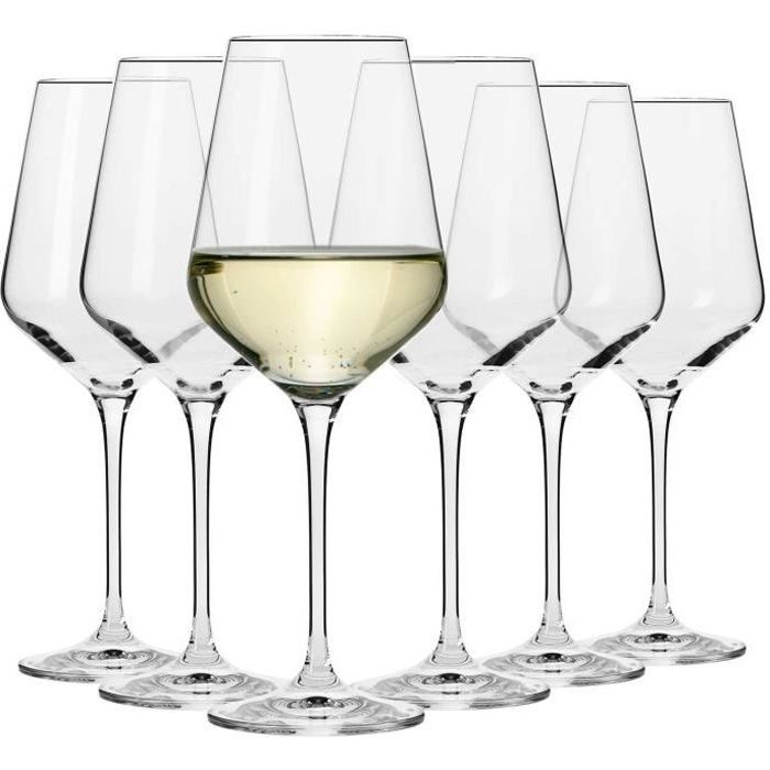 Set di 6 bicchieri da vino bianco in cristallo Krosno - 390 ml - Collezione Avant-Garde - Lavabili in lavastoviglie