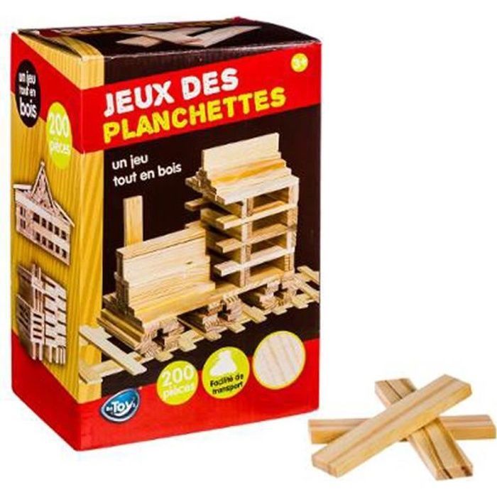 Set di costruzioni in legno con 200 tavolette - Dimensioni: 11,5 x 2,5 x 0,8 cm