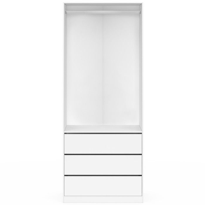 IDMARKET Dressing TAYLOR 80 x 55 x 200 cm 1 module avec penderie + 3 tiroirs blanc