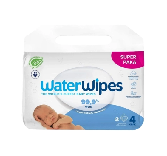 WaterWipes biodegradowalne chusteczki nawilżane 4x60 sztuk