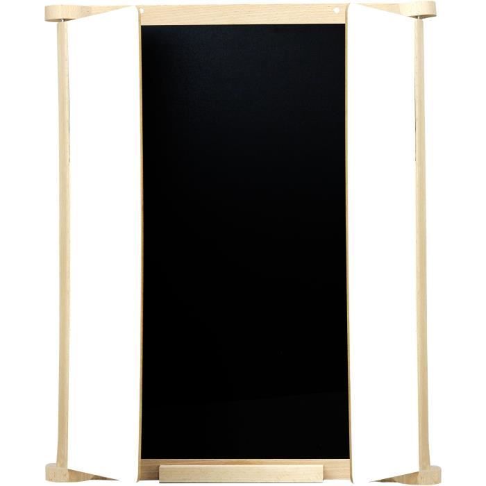 JEUJURA Wandtapijt met drieluik van natuurlijk hout - Centraal paneel van leisteen en krijt/vilt, inclusief accessoires, 82x56 cm