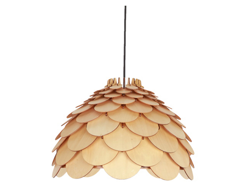 Lampa wisząca Burgo 35 cm drewniana beżowa