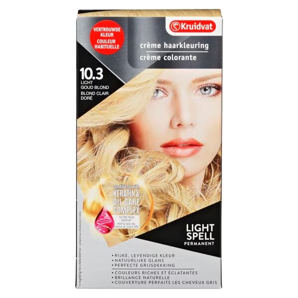 Kruidvat 10.3 Light Golden Blonde kreminiai plaukų dažai<br>