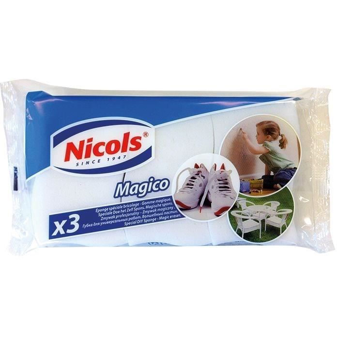Éponge gommante - NICOLS - Magico - Lot de 3 - Efface tout - Dimensions 119x69x29mm