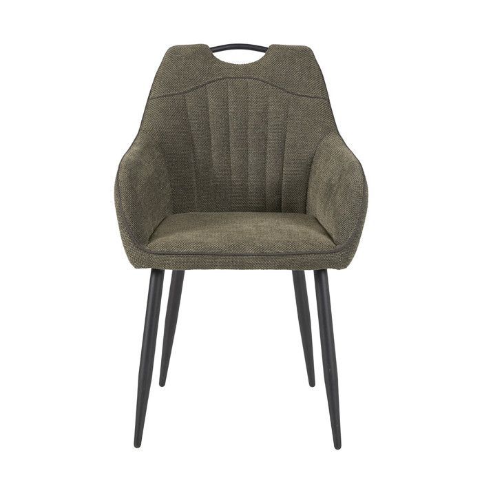 FABRICE - Set of 2 Dining Chairs in Polyester Mesh Fabric with Dark Green Piping