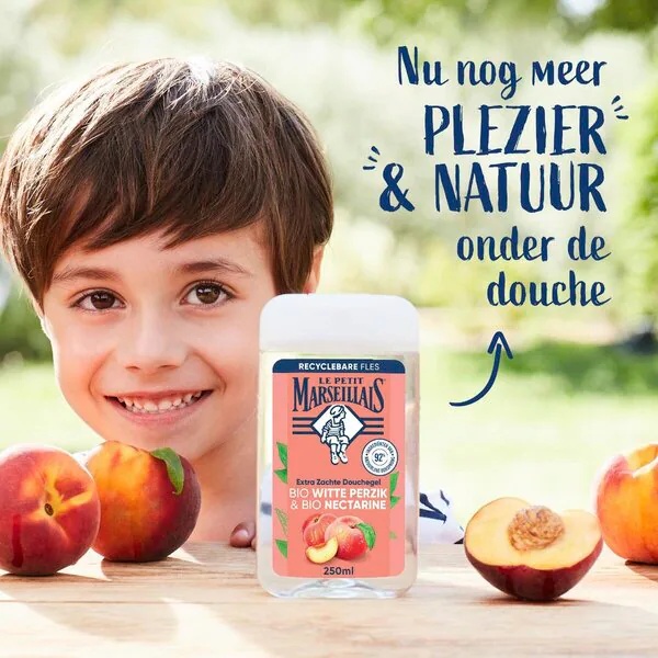 Gel za prhanje Le Petit Marseillais z bio belo breskvijo in bio nektarino, 250 ml