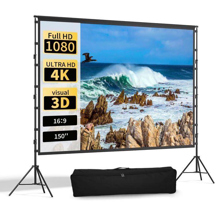 Écran De Projection Portable Avec Support, 150 Pouces Pour L'Intérieur Et L'Extérieur[YE96]