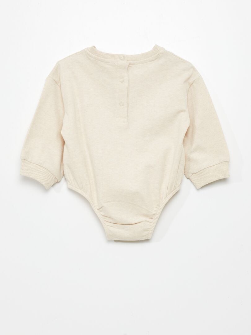 Body de manga larga con estampado animal - BEIGE