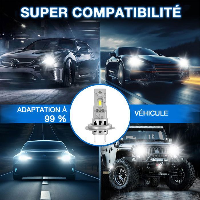 AIMIUVEI 2 bombillas LED H7 para faros delanteros, 30000LM, 120W, 6500K, luz blanca, para coche, reemplazo de lámparas halógenas y de xenón.