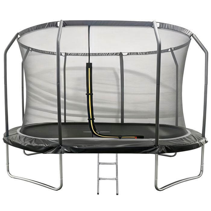 Trampolino ovale 366x244cm nero SYDNEY + rete e scaletta