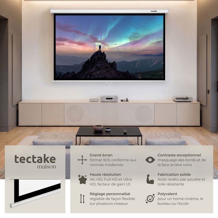 TECTAKE - Pantalla de proyección Cinema 72