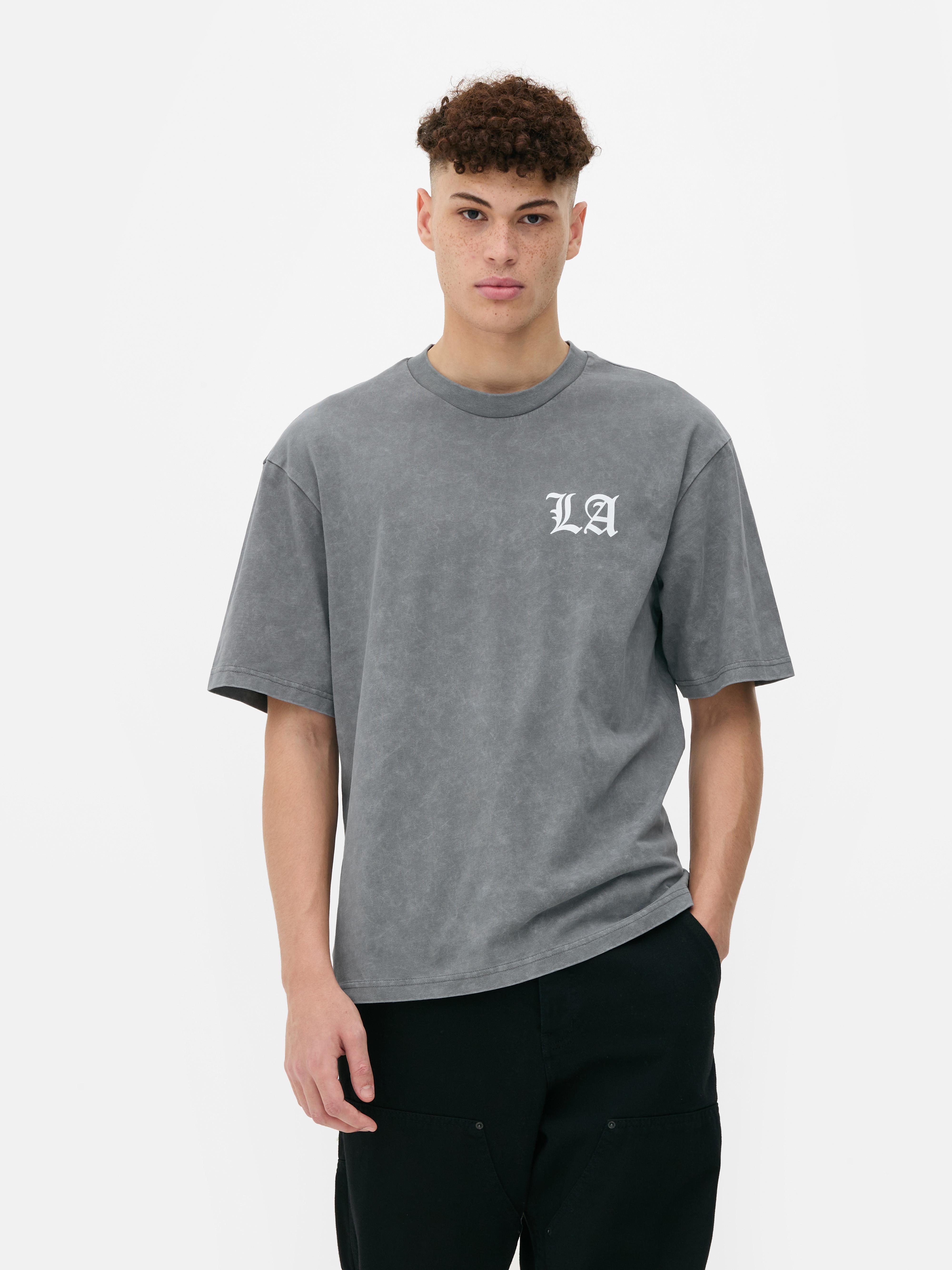 T-shirt délavé avec imprimé LA Angel. Tout le monde lira ce qui est inscrit sur ce t-shirt vintage délavé.