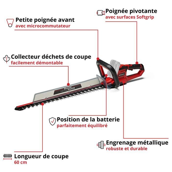 Einhell GE-CH 18/60 Li draadloze heggenschaar - Solo PXC (18V, 60 cm snijbreedte) Geleverd zonder accu of oplader