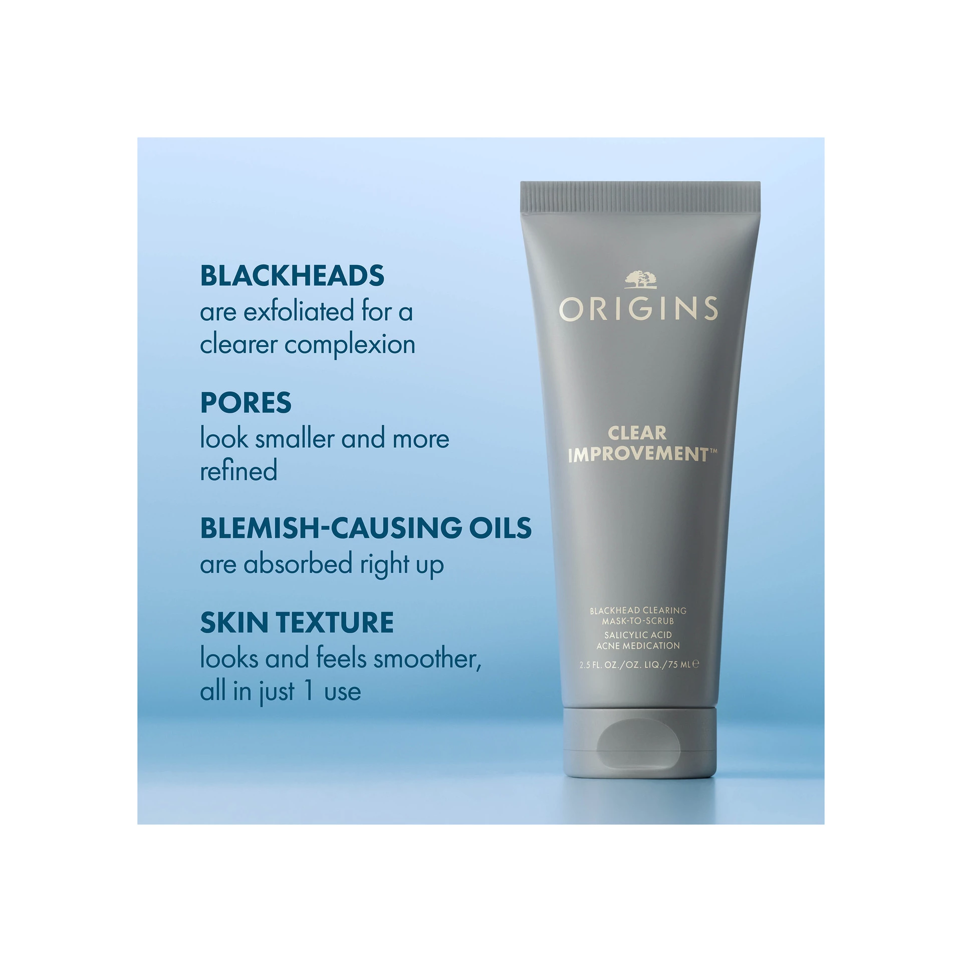 Clear Improvement Blackhead Clearing Mask-To-Scrub 75 ml - Origins
