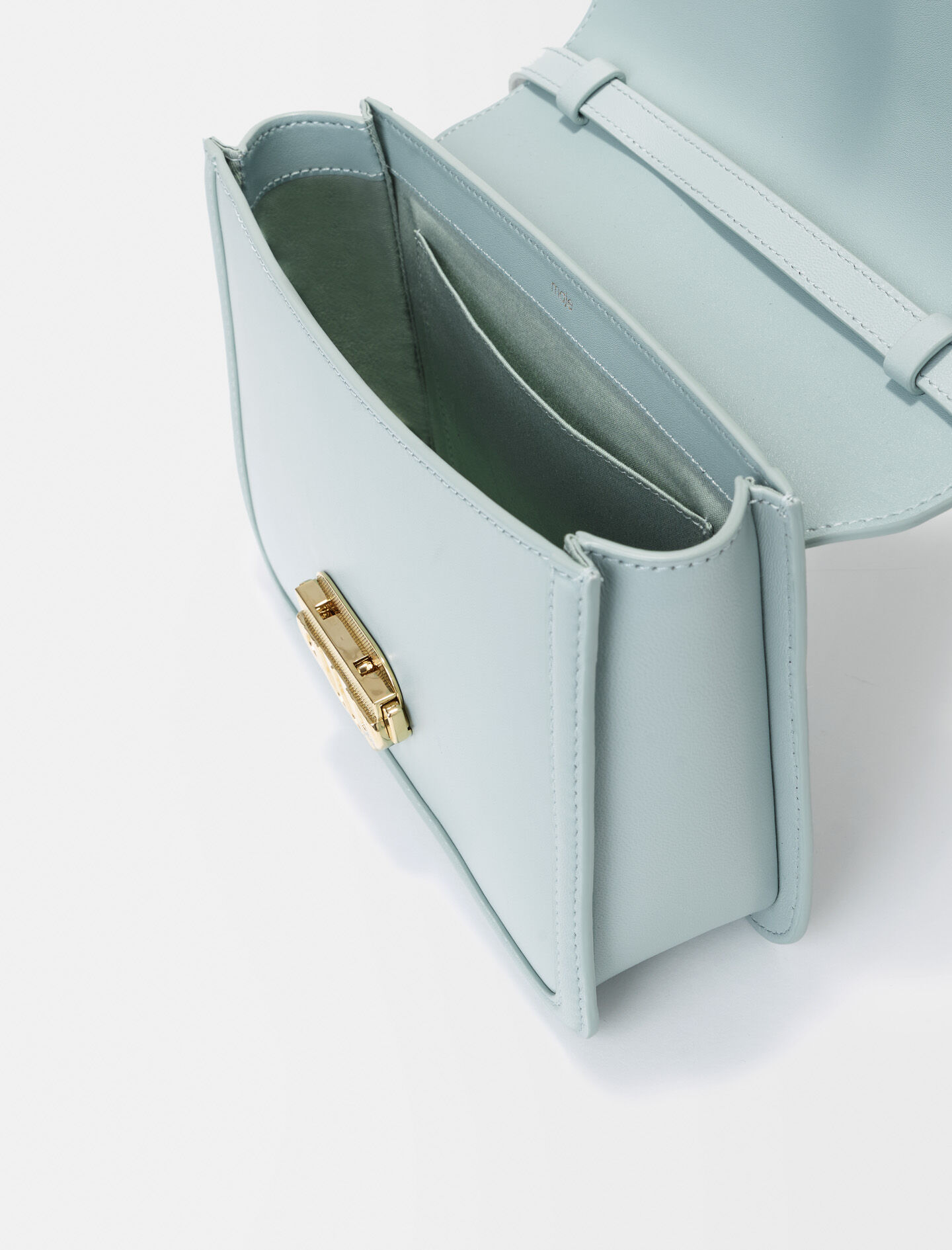 Clover-celadon leren tas met sluiting