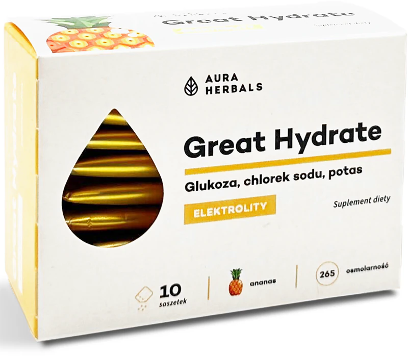 Aura Herbals Great Hydrate Ananas-Nahrungsergänzungsmittelpulver zur Getränkezubereitung für einen ausgeglichenen Elektrolythaushalt
