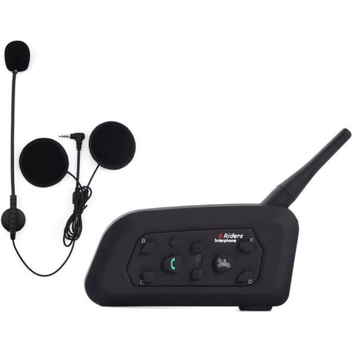 Intercomunicador inalámbrico para motocicletas Vnetphone V6-1200, auriculares Bluetooth impermeables con micrófono, alcance de 1200 m, para 6 motociclistas/esquiadores.