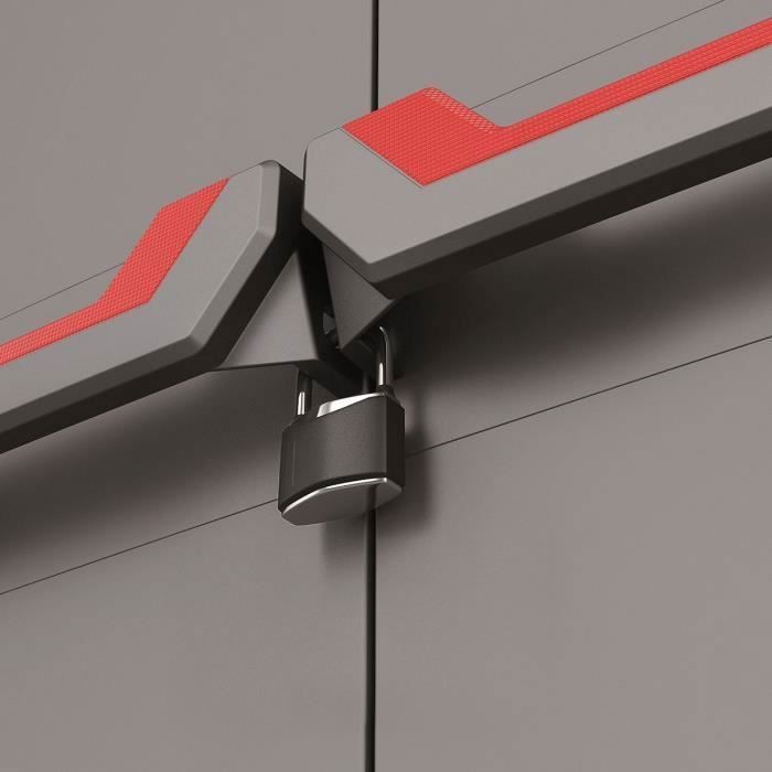 Stilo Tall Cabinet - KETER - Grey / Black / Red - Adjustable Height - 3 Adjustable Internal Shelves