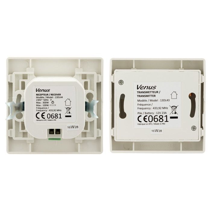 Interruptor inalámbrico bidireccional Venus - Blanco - Zenitech