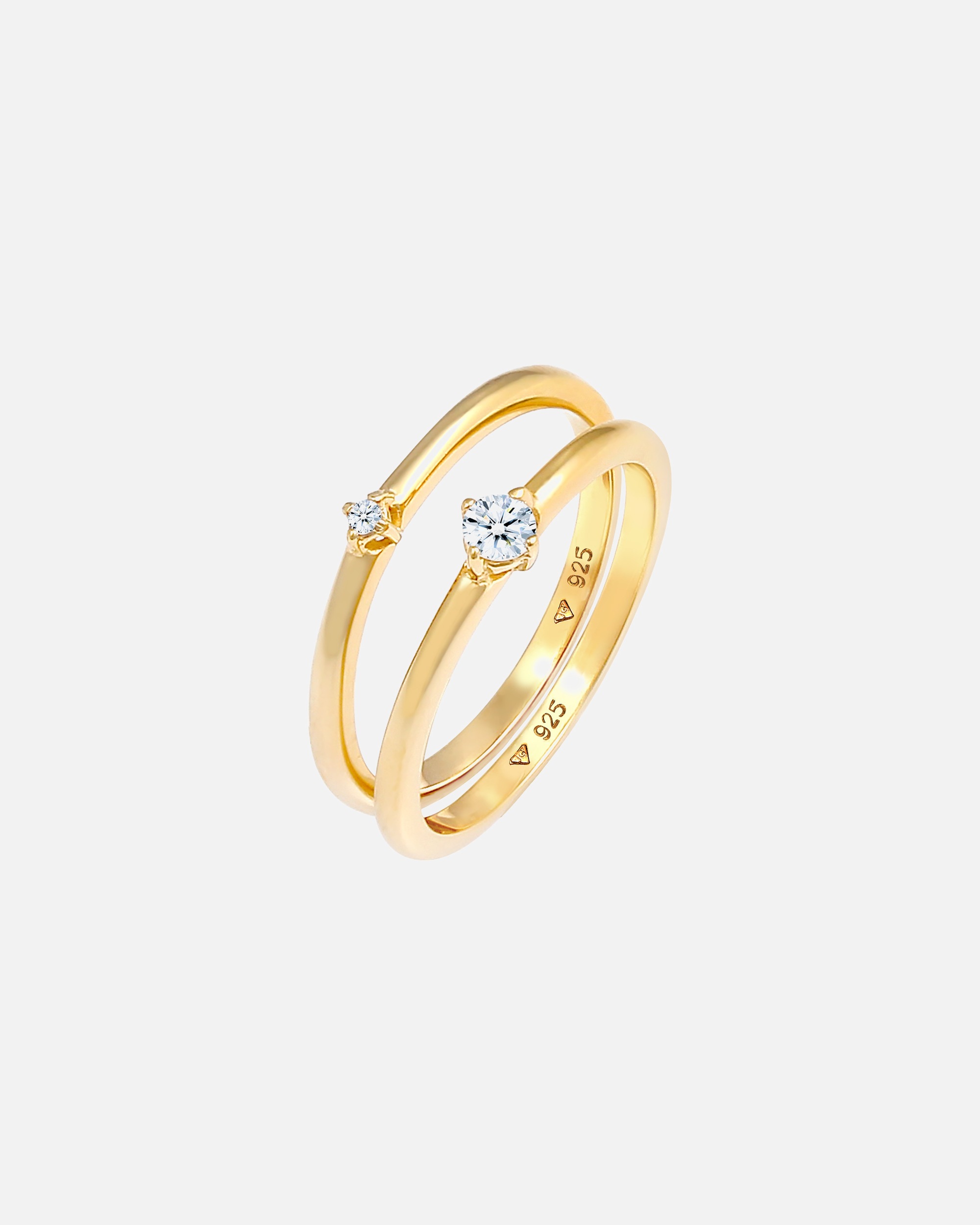 Elli DIAMONDS Solitaire pour dames classique élégant avec diamants (0,13 ct.) en argent sterling 925