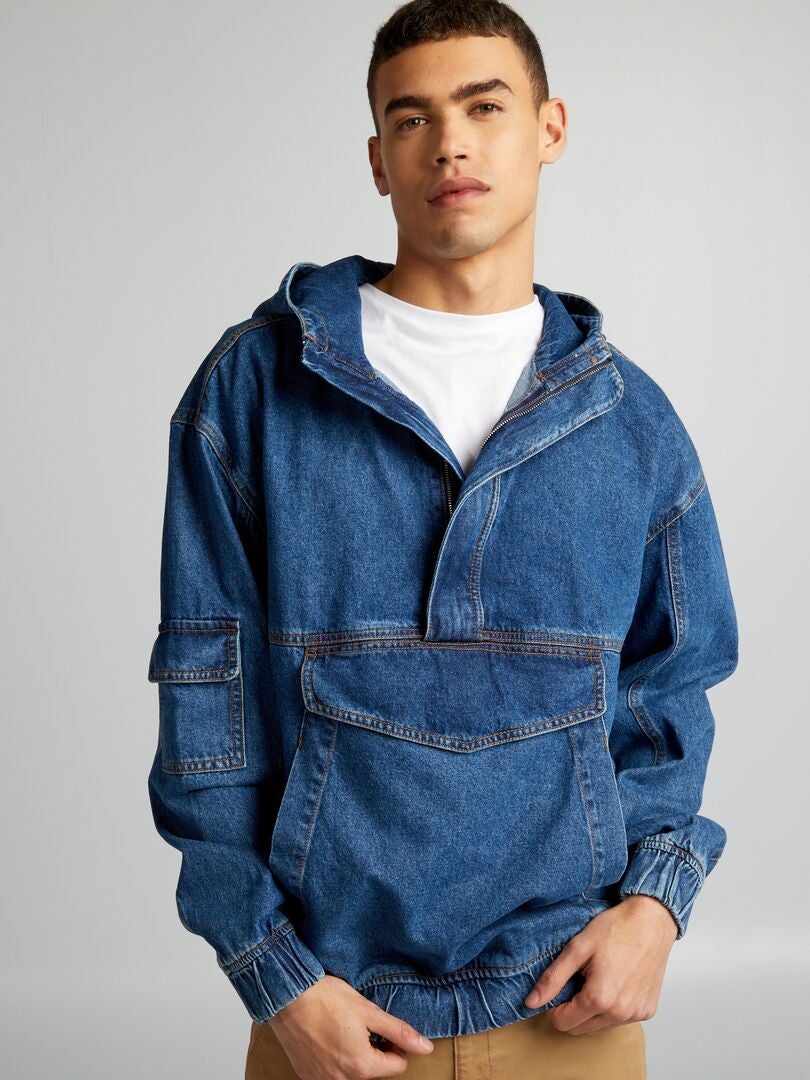 Moletom jeans com capuz - AZUL