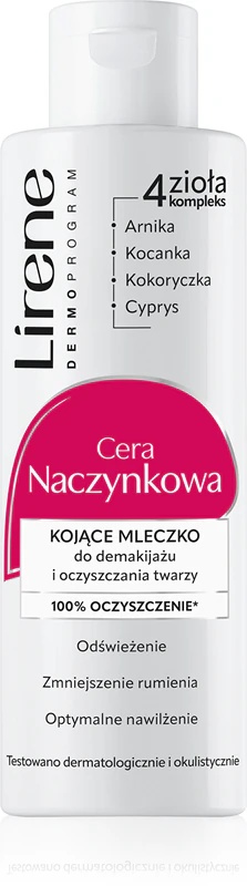 Lirene negovalno čistilno mleko za obraz in oči proti rdečici