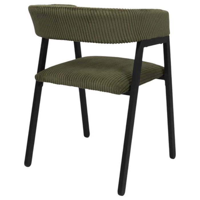 Lot de 2 fauteuils de table design en métal et velours côtelé coloris vert - AMORY