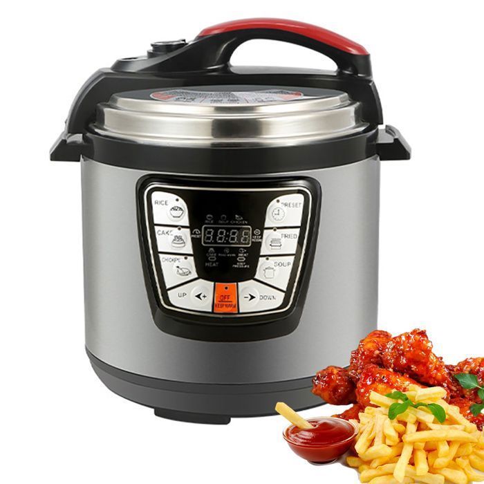 Olla eléctrica a presión de 6 litros - Multicocina - Arrocera, función para mantener caliente - Aleación de aluminio - Pantalla LED - 1000 W