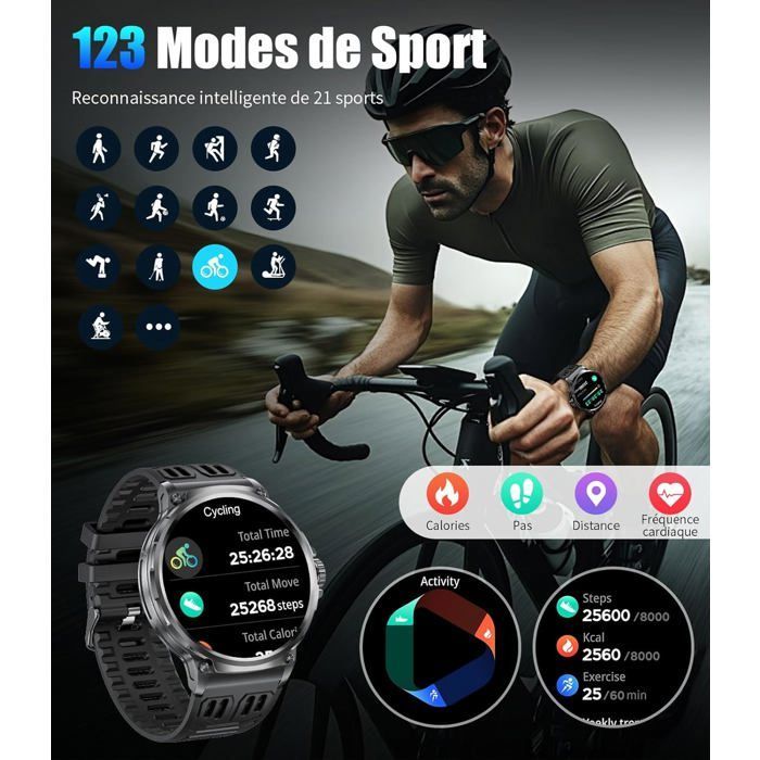 Men's Smartwatch with 800mAh Large Battery, 1.85″ HD Round Dial, Bluetooth Calling, Smartwatch for iOS and Android [C118]