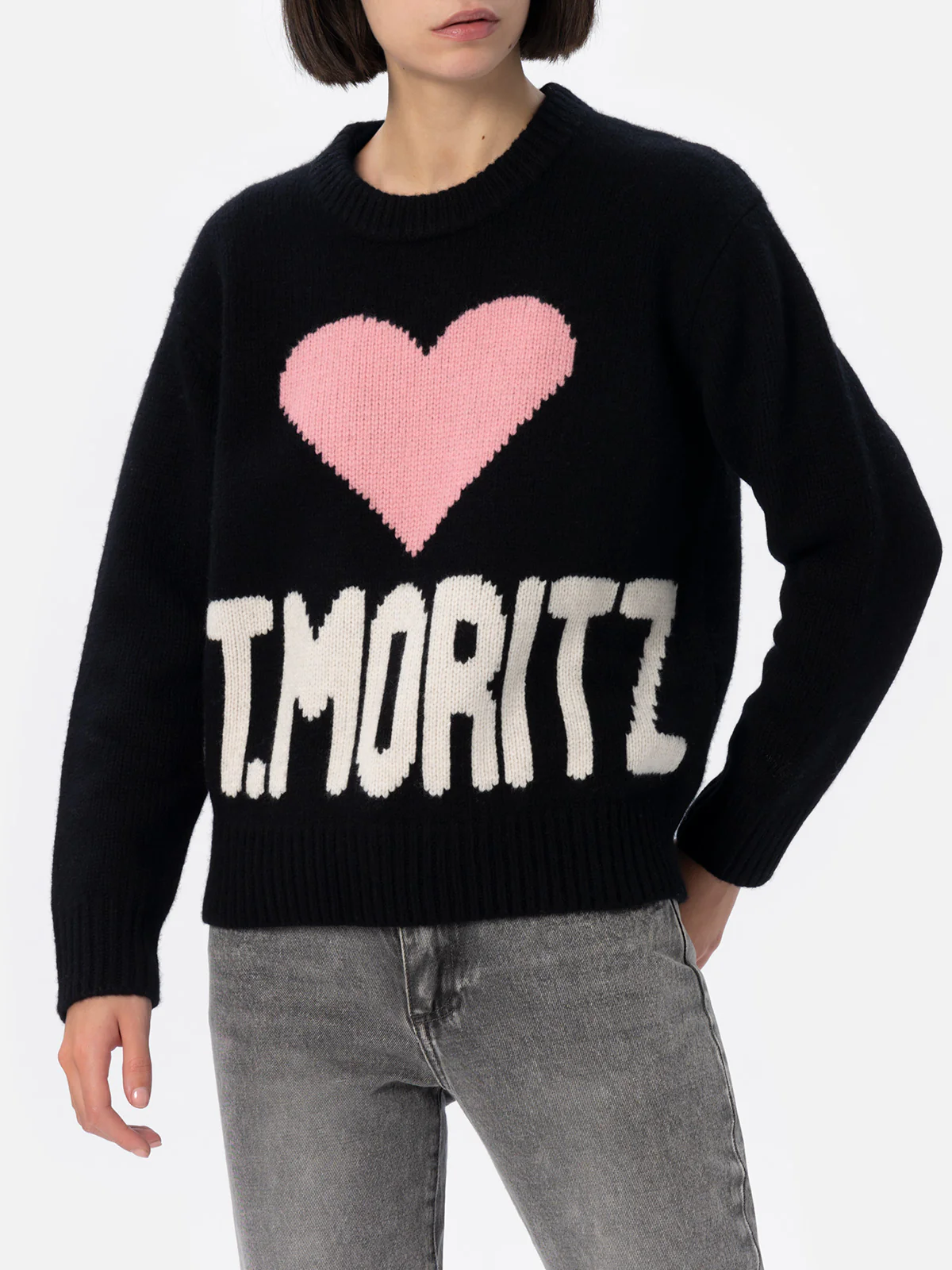 Kyla St. Moritz Fair Isle damestrui, zwart jacquard