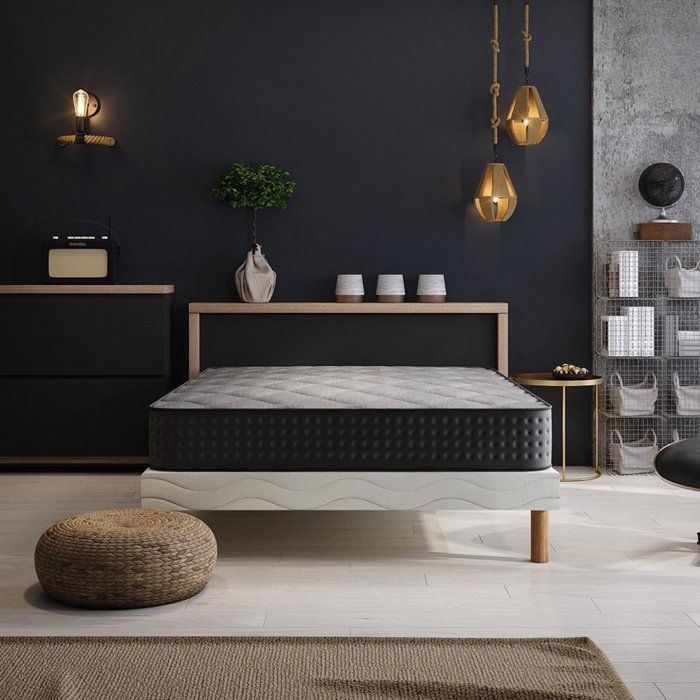 Base de cama + colchón COSMOS 180x200 (2x90x200) cm | Altura 26 cm | Espuma de alta densidad | 8 patas | Confort equilibrado