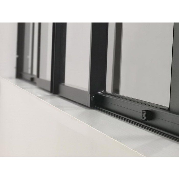 Mampara de cristal corredera de aluminio con recubrimiento de polvo negro, 120x105 cm - RAVENA