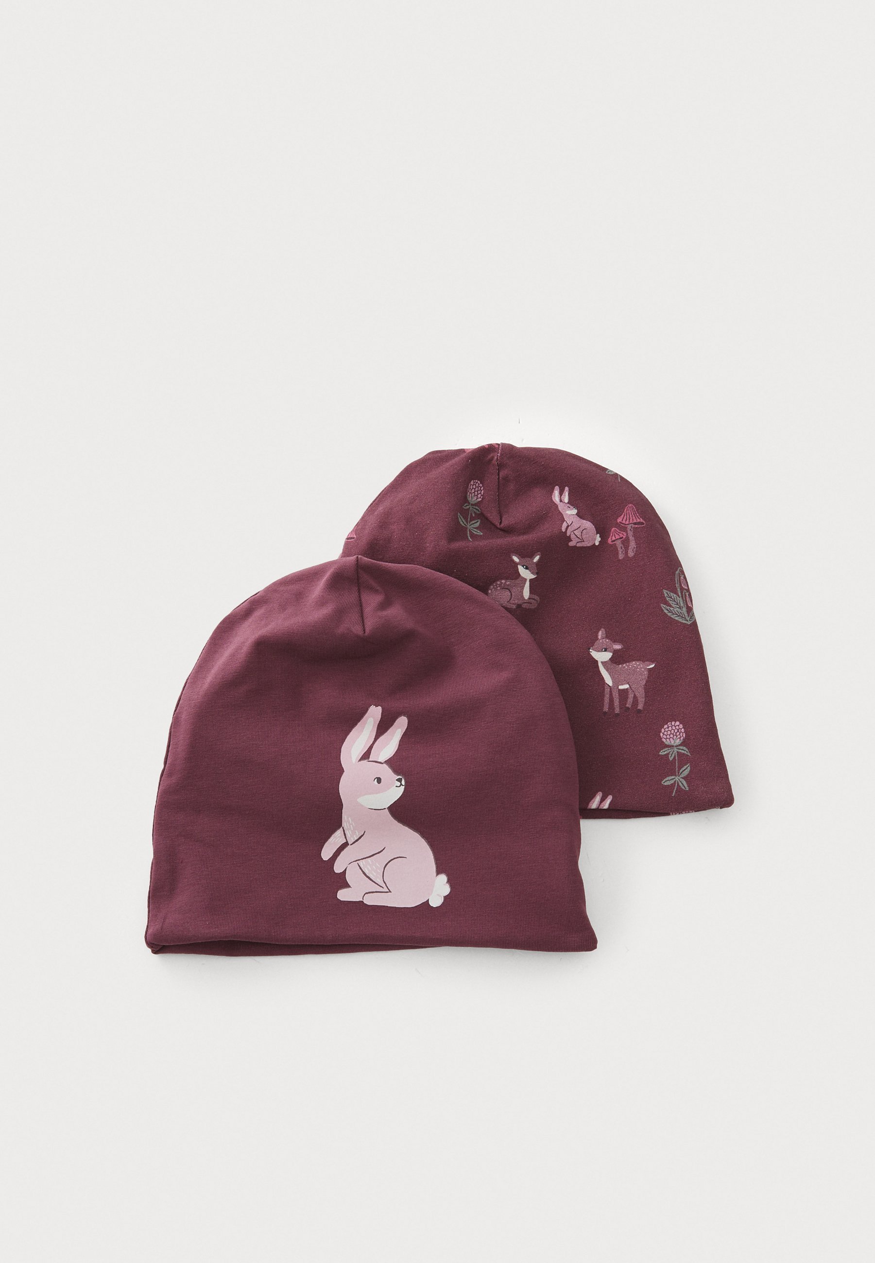 Lindex BEANIE UNISEX 2-PACK - Muts - donker stoffig lila