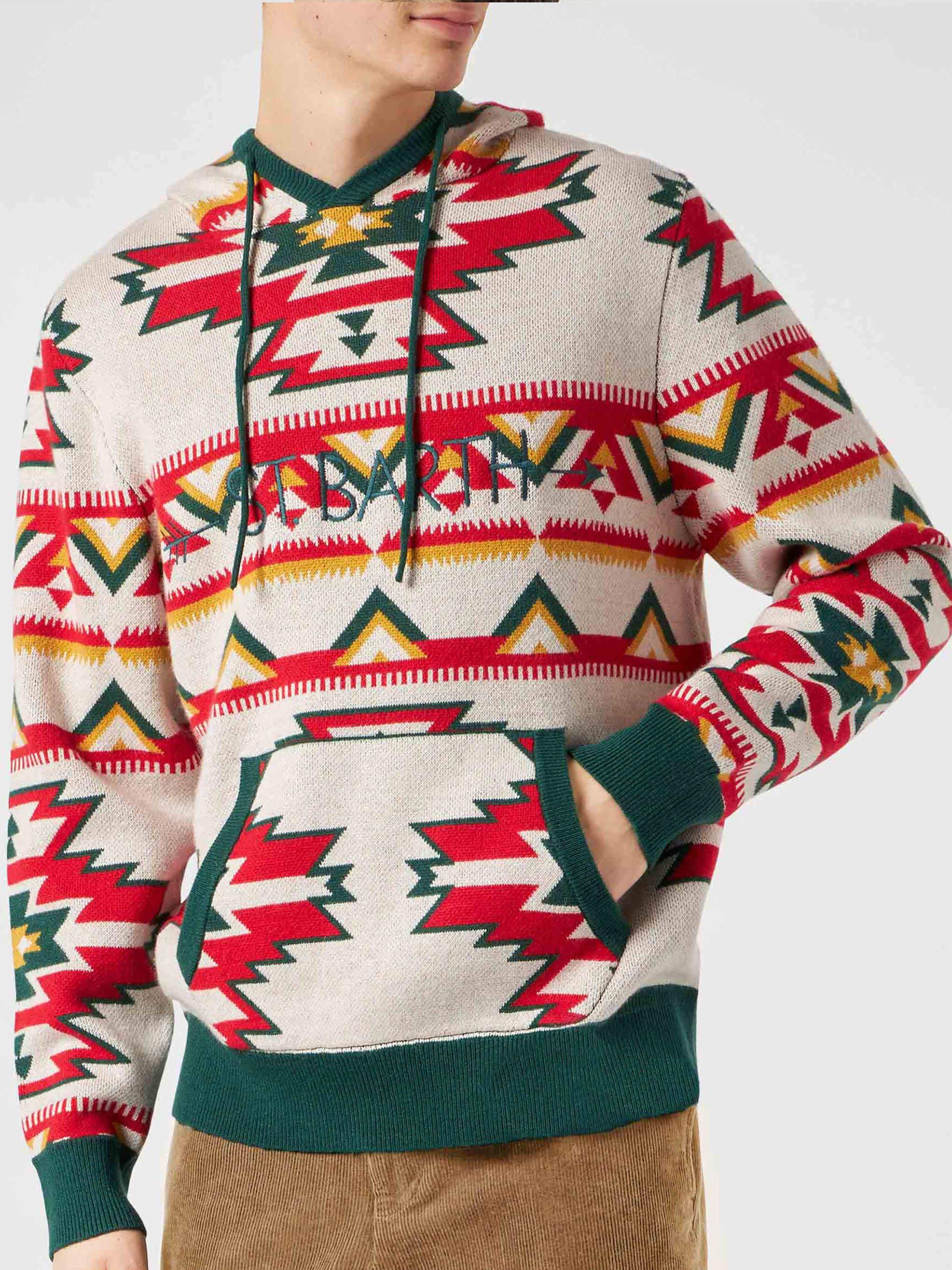 Pull à capuche pour homme à motifs ethniques