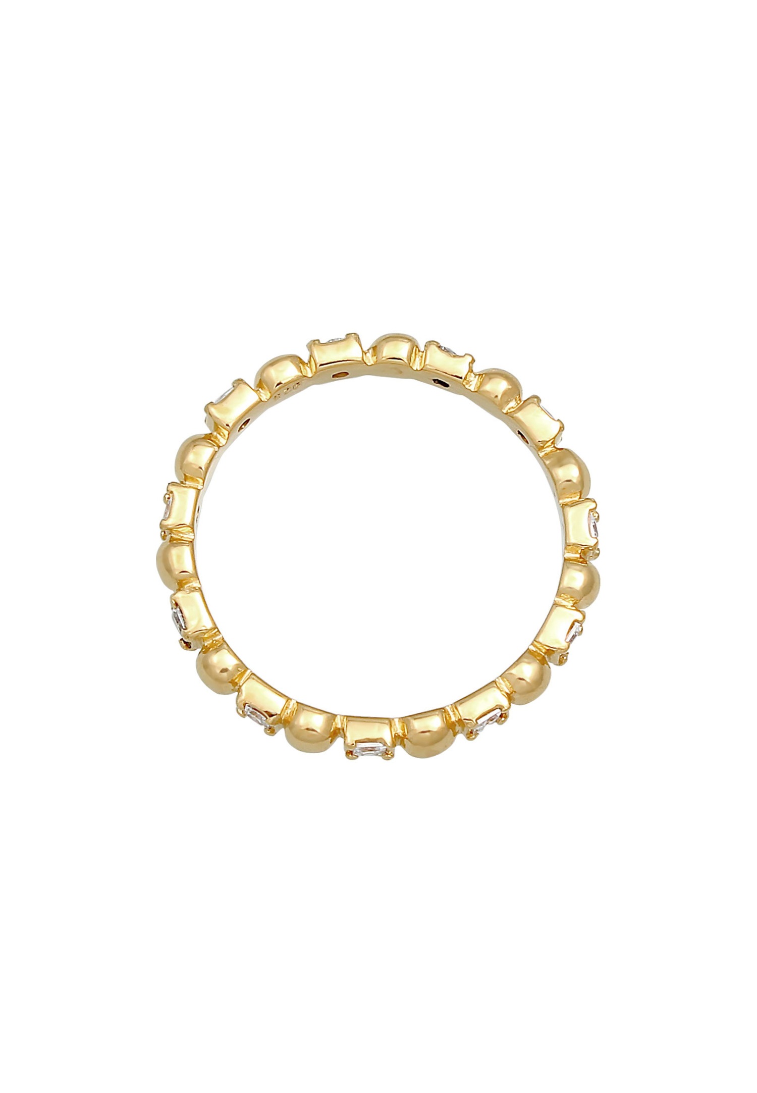 Elli Bague pour dames Boule carrée minimale avec zirconium en argent sterling 925 plaqué or
