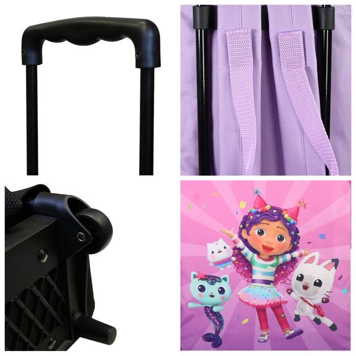 Bagtrotter - Gabby and the Magic House - Rolling School Backpack - Purple - Girl - 1 Zipped Compartment -...