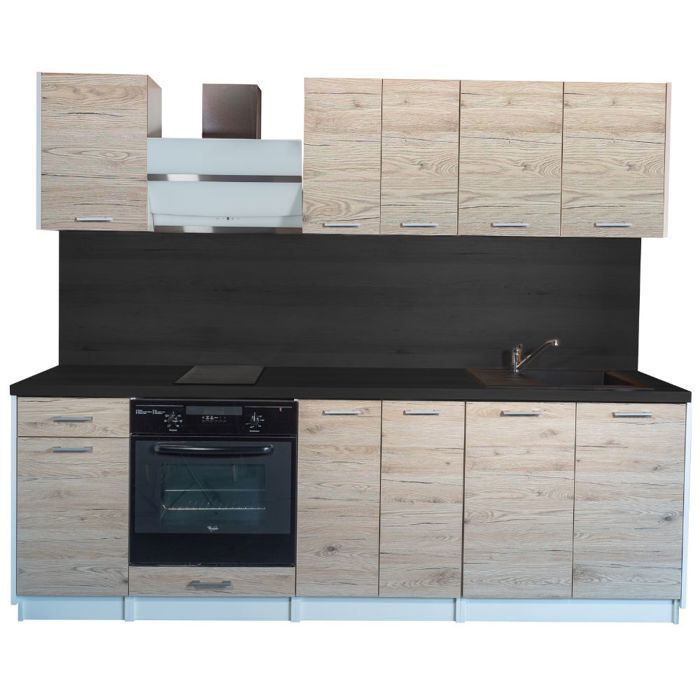 Cuisine complète ECO Noyer Blanchi 240 cm - Cuisineandcie