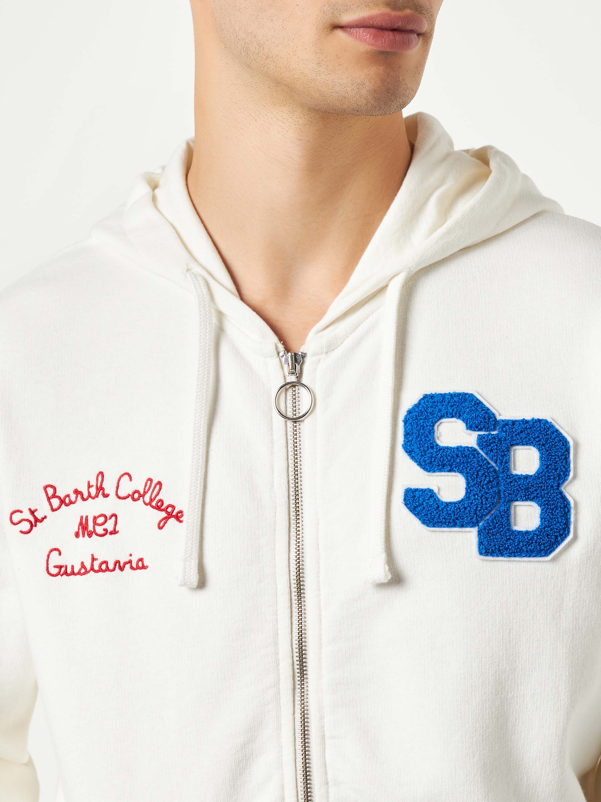 Herensweatshirt van katoen met patches en borduurwerk