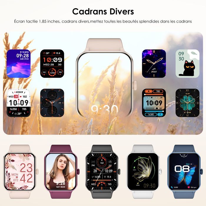 Smartwatch da donna Blackview con chiamate Bluetooth, display da 1,85'', SpO2/impermeabile/sonno/calorie/oltre 100 modalità sportive/IP68, rosa