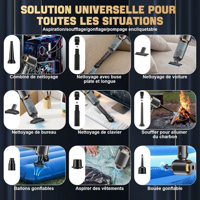 Handheld Vacuum Cleaner, 25000Pa Powerful Cordless Car Vacuum, 4-in-1 with 1-Touch Automatic Emptying, Mini Vacuum Cleaner with 3 Speeds