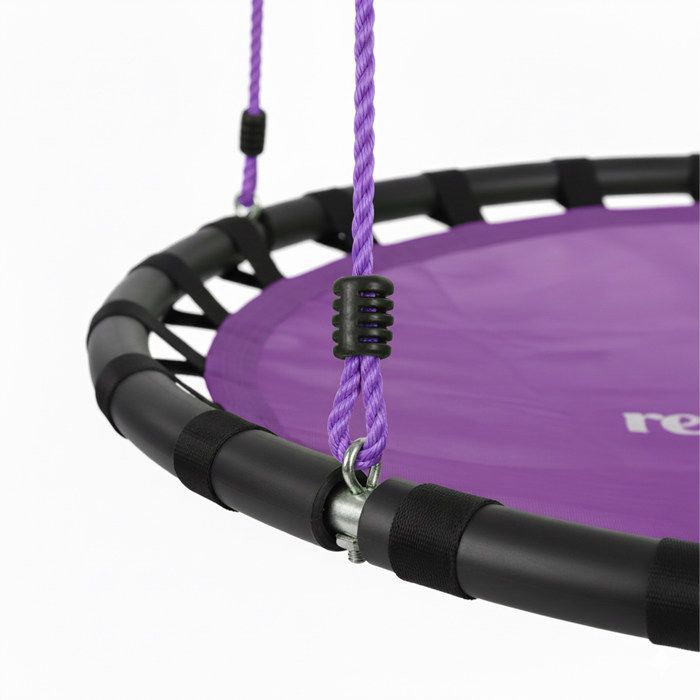 Relaxdays Balançoire nid d'oiseau rond 80 cm à suspendre panier enfant adulte jardin extérieur 100 kg, violet
