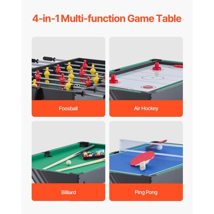 Table de Jeu Combinée 4 en 1 - DUOKU - 48 Pouces - Air Hockey - Billard - Baby-Foot - Ping-Pong