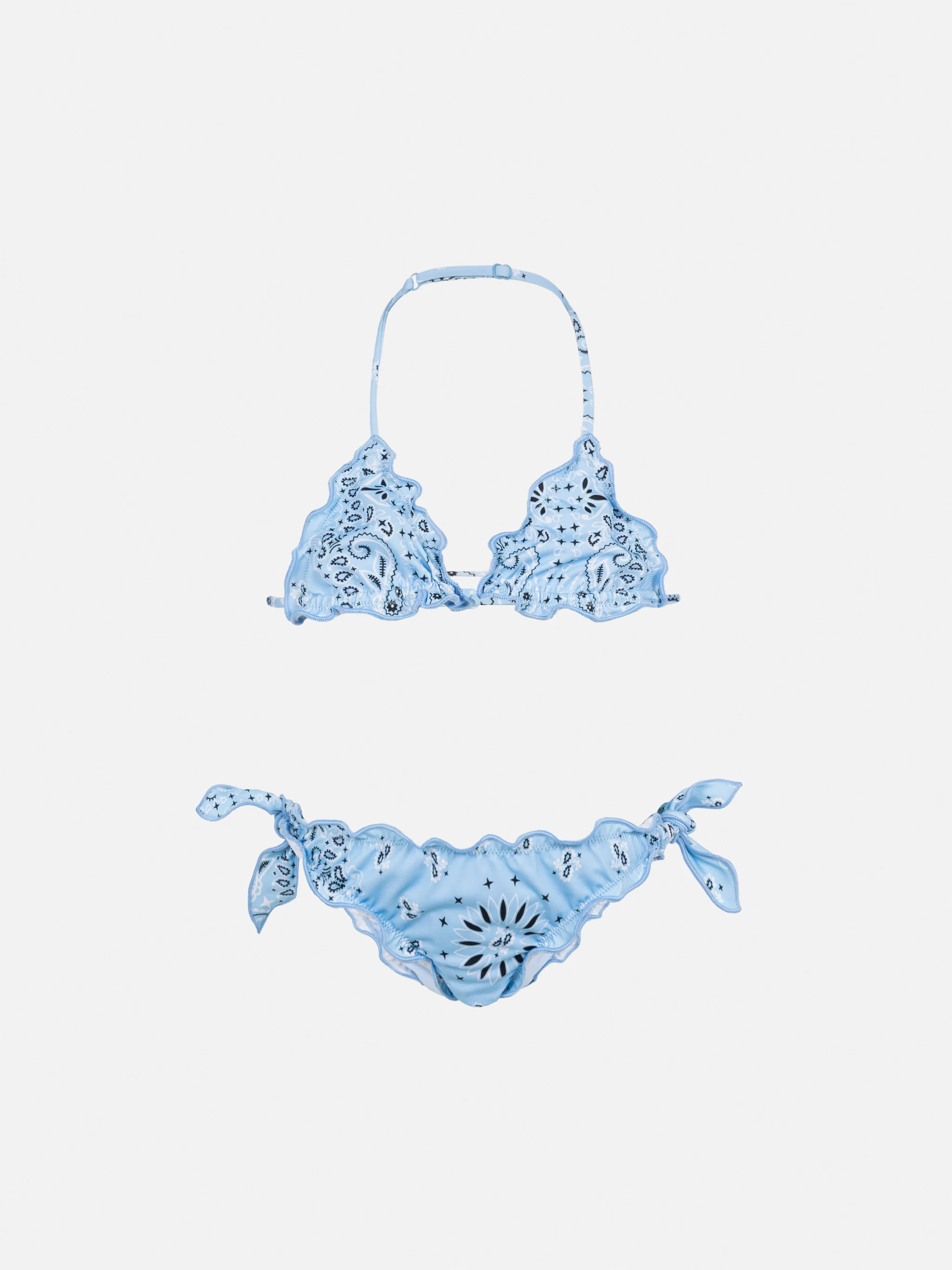 Bikini een klassieke triangolo Cris con stampa bandana azzurra