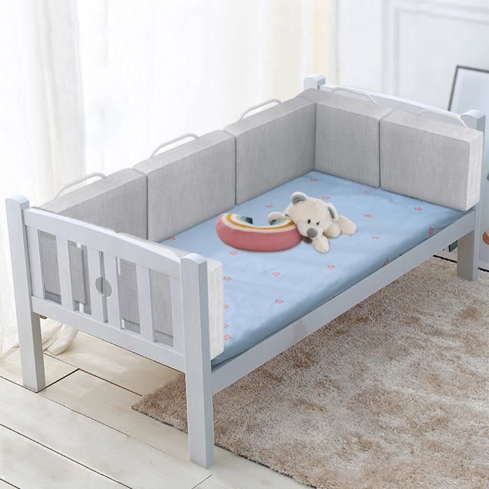 AUFUN Barrière de lit réglable en hauteur de 40 à 60 cm,  Pour lit d'enfant, lit de parent- Gris lin, 50cm