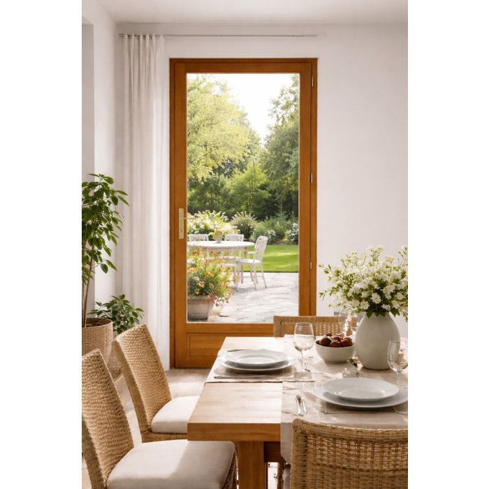 Wooden French Door, 1 Leaf, H205 x W80 cm, Right-Hand Opening