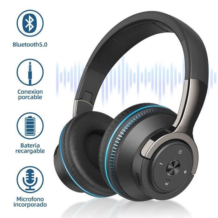 Casque Bluetooth - Hi-FI - 24 Heures de Lecture - Micro Intégré - Noir - Basses Profondes