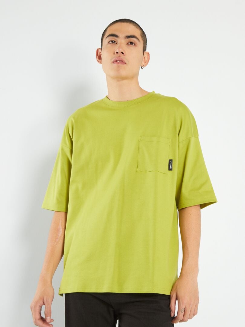 T-shirt met borstzak - Khaki