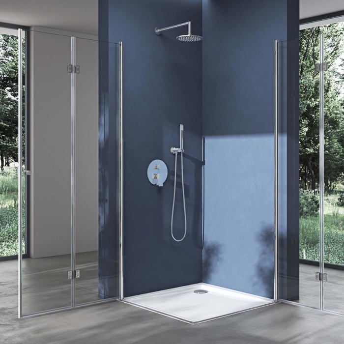 Mampara de ducha plegable doporro 80x120, diseño Ravenna26K, puerta de ducha plegable de cristal transparente con plato de ducha