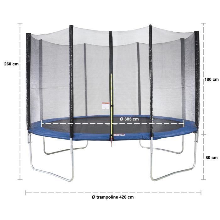 MAXI ECO Trampoline Ø 430 cm Blue - With Net, Ladder, Protective Cover